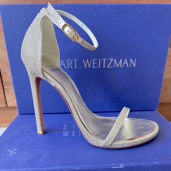 Stuart Weitzman Nudist Stiletto in Platinum Noir size 7.5 - Picture 1 of 6